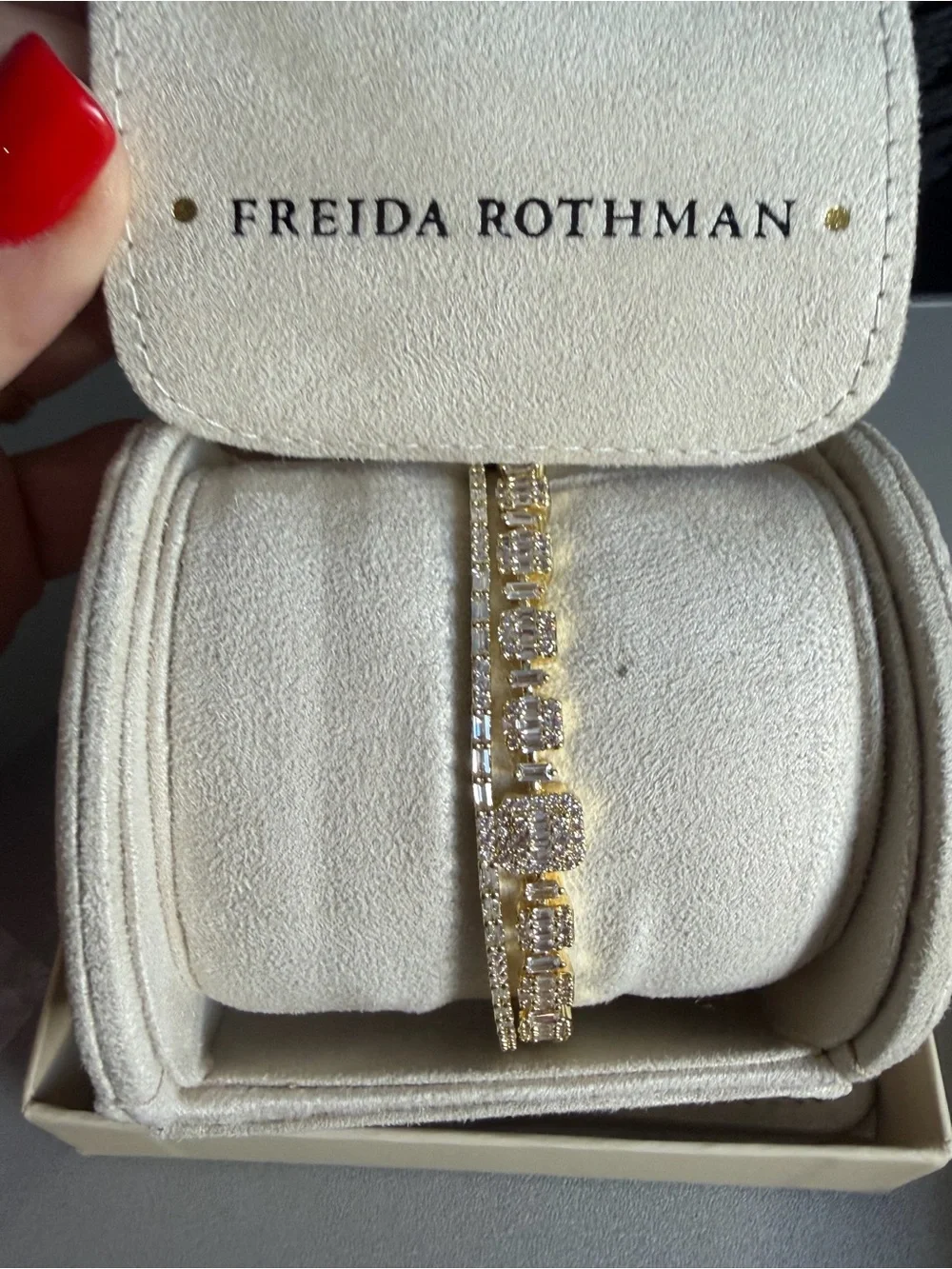 Freida Rothman Gold Crystal Tennis Bracelet new